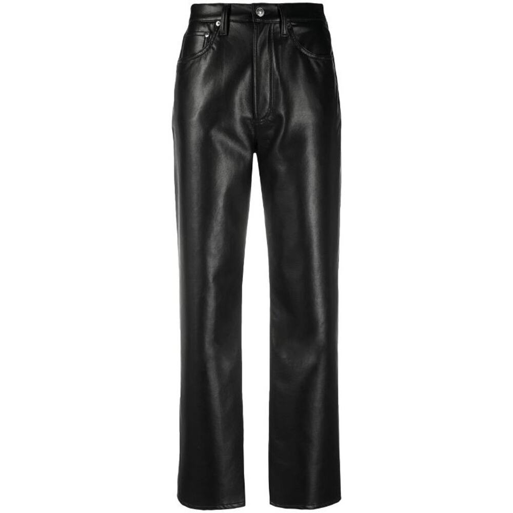 AGOLDE Conscious Black High Waisted Leather Trousers Pants 31 - Picture 3 of 12